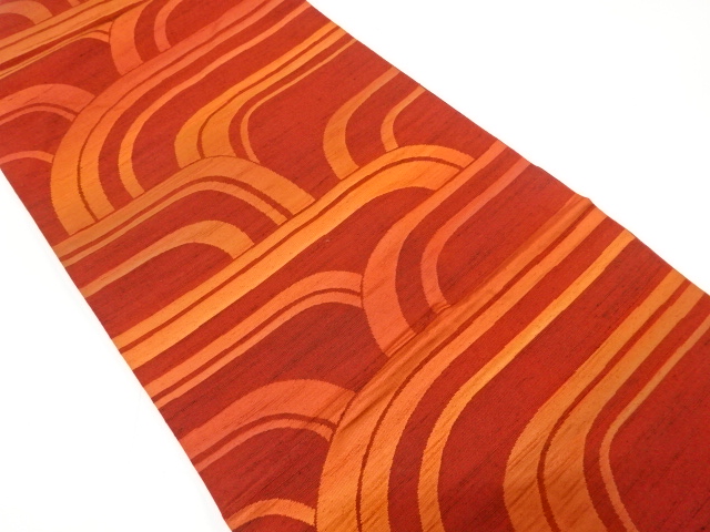 抽象波模様織り出し　紬　名古屋帯